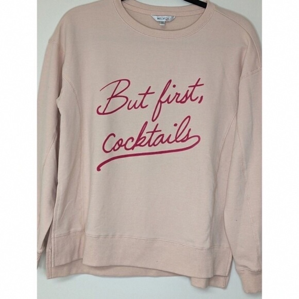 Wildfox Blush Pink Crewneck Sweatshirt with Raspberry Script